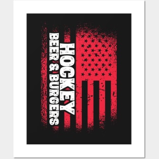 Hockey Beer And Burgers - US Flag graphic Posters and Art